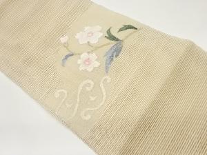 絽綴れ曲線に花模様織出し名古屋帯